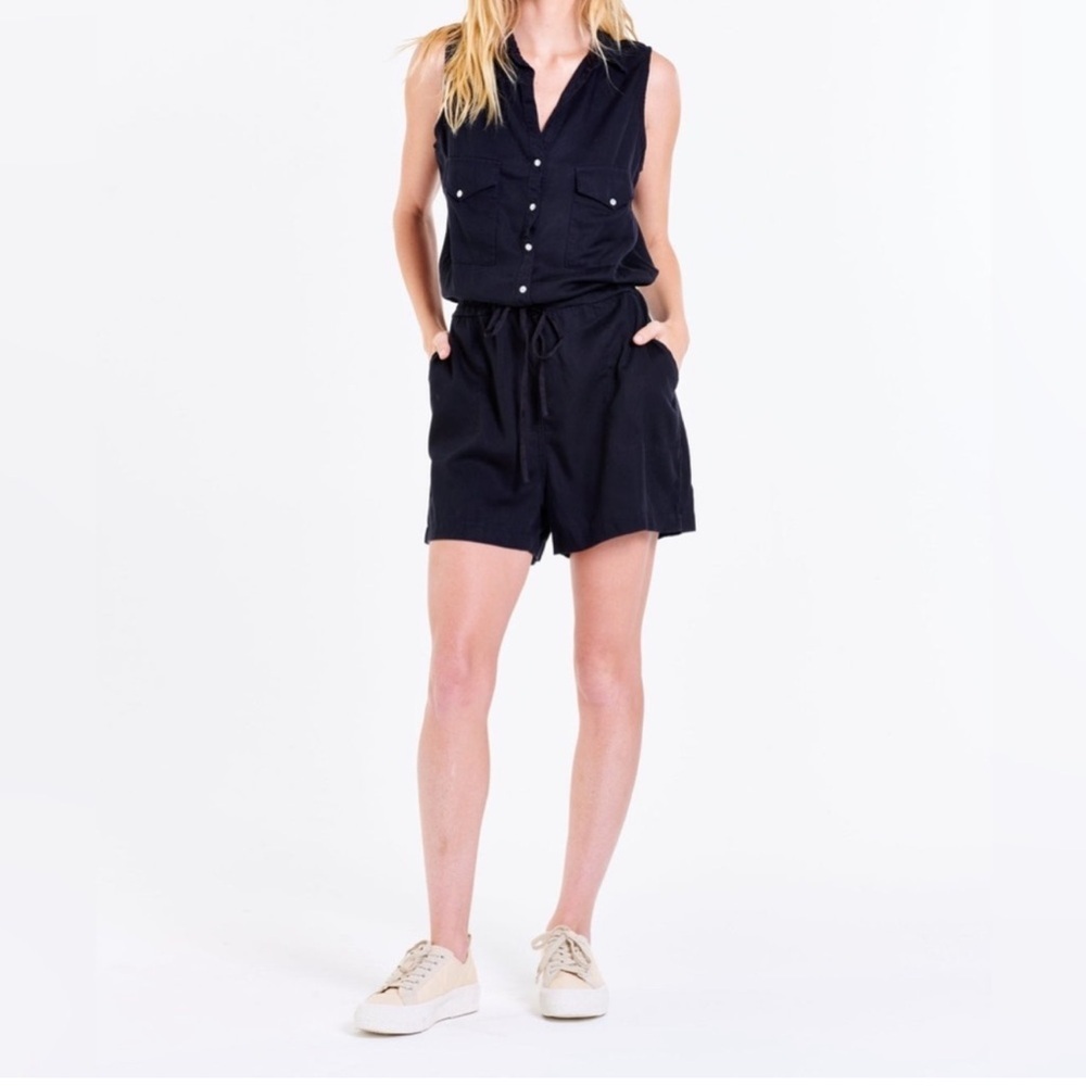 DEAR JOHN: NADINE VEST ROMPER BLACK with pockets